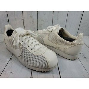 Nike Women's Classic Cortez Size 8.5 Premium White Mesh Leather Sneakers